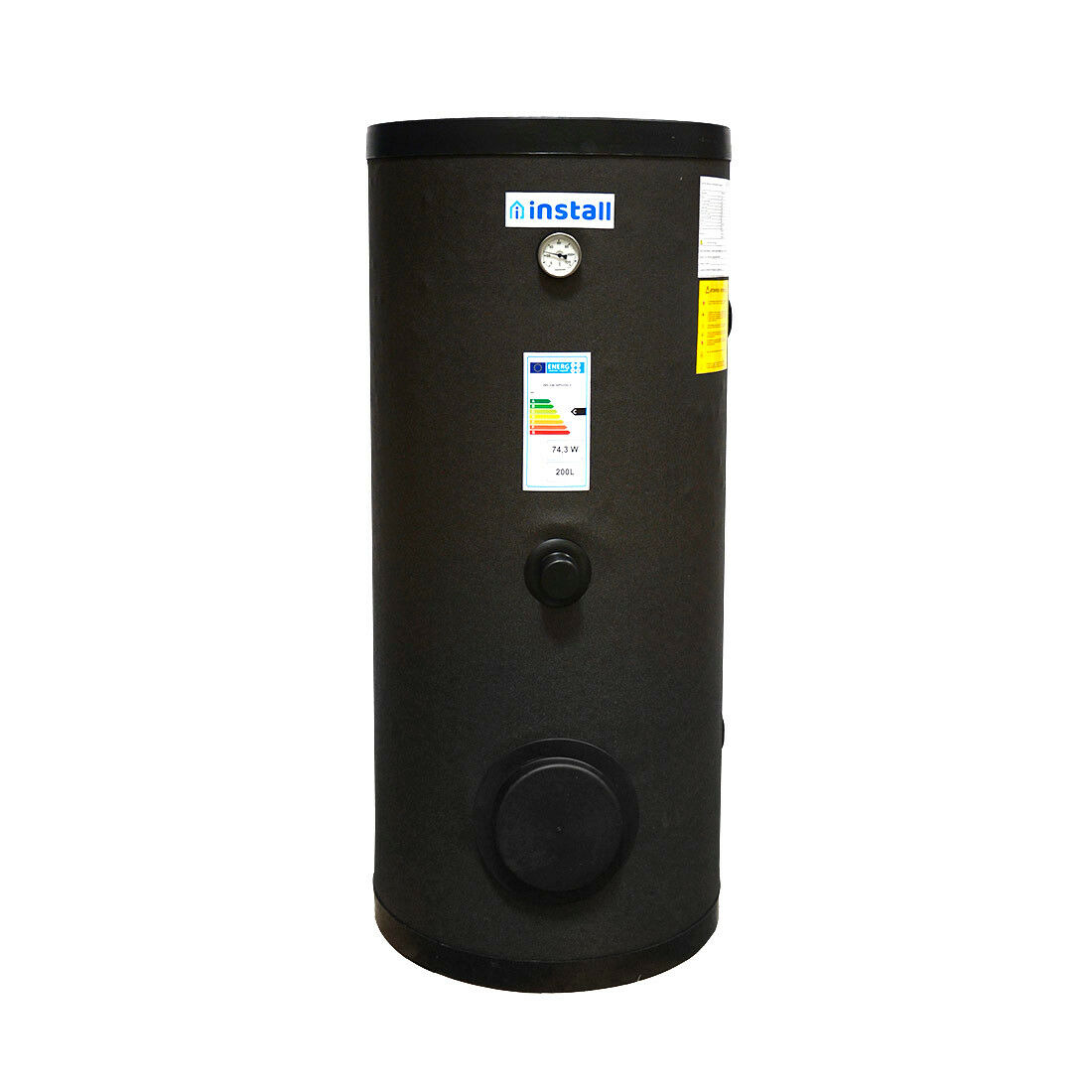 Install Watex indirekt tároló, 200 liter, hőszivattyúhoz, PU szigeteléssel, (hőcserélő 2,9 m2) ( INS-SW-HP0200-1 )