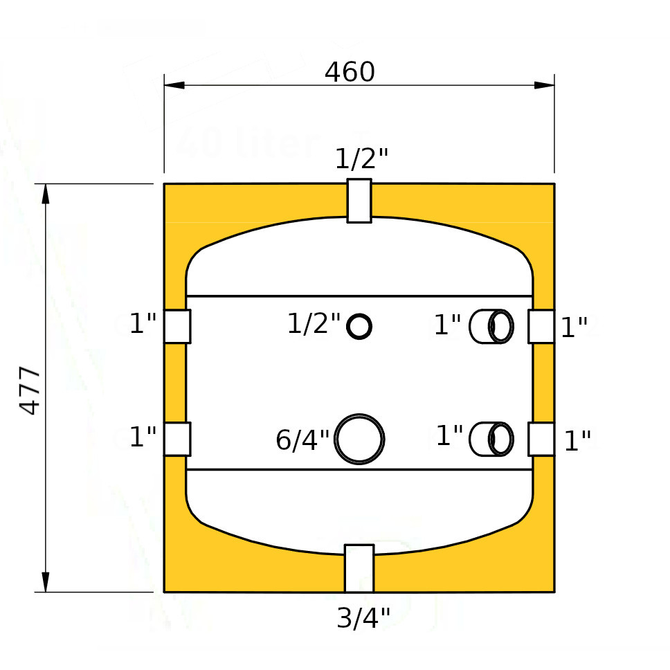 Heizer PUST-40 puffertároló fali, hőcserélő nélkül, fix szigetelés, 40 l (W-S00009)