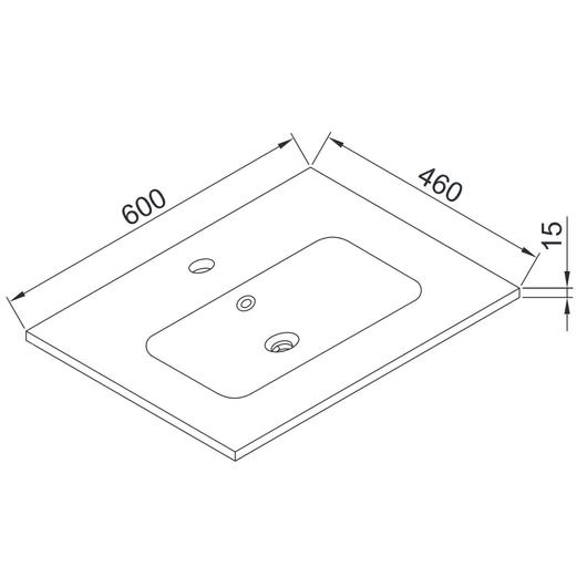Wellis Elois Grey 60 mosdó, 60x46x1,5/17,3 cm (WB00268)