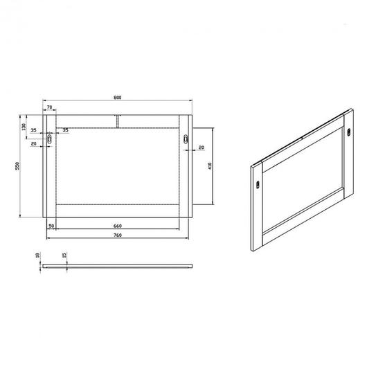 Wellis Elois Grey 80 fali tükör, 80x55 cm (WB00272)